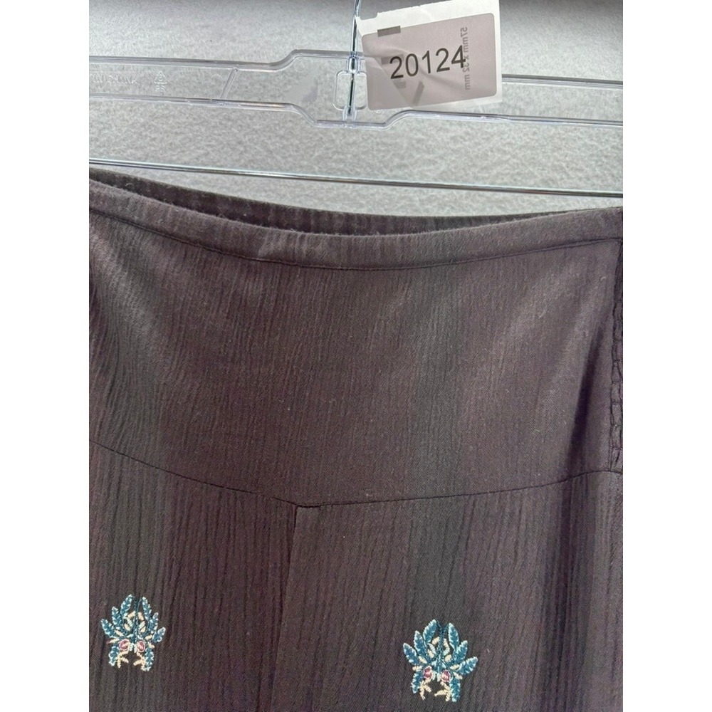 Sundance Mia Pants Women Sz XL Embroidered Wide Leg Smocked Boho Cropped Pockets - Picture 9 of 9